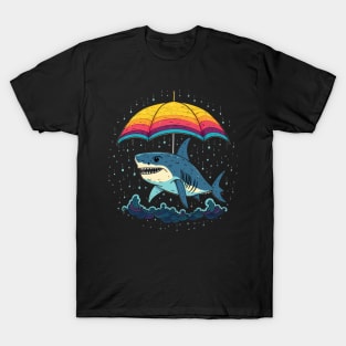 Shark Rainy Day With Umbrella T-Shirt